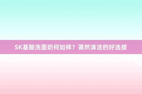 SK基酸洗面奶何如样？蔼然清洁的好选拔